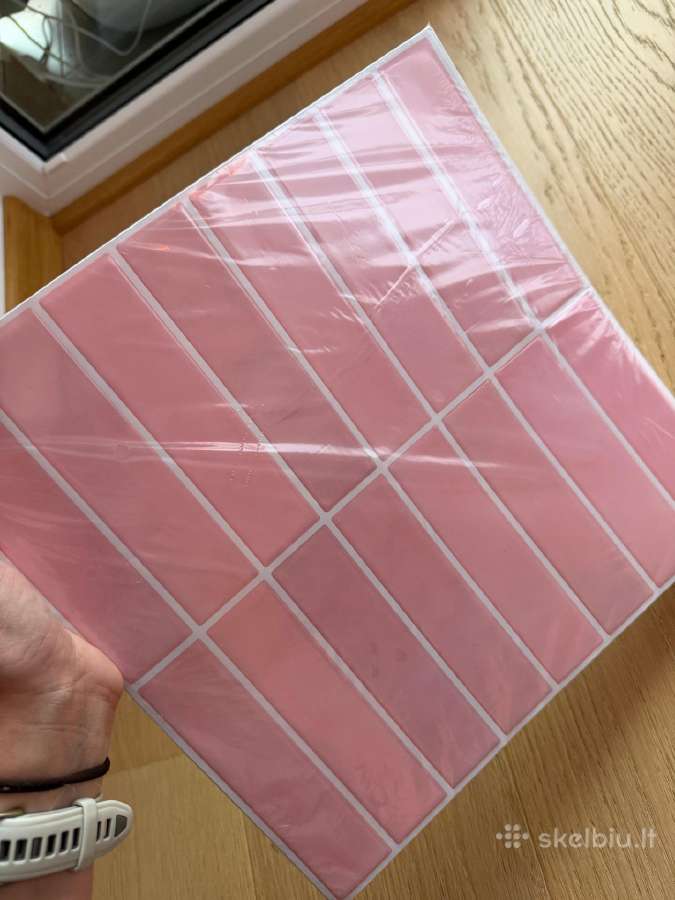 10 rausvų saviklijų 3D sienų plytelių rinkinys - nuotraukos Nr. 5