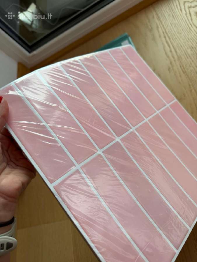 10 rausvų saviklijų 3D sienų plytelių rinkinys - nuotraukos Nr. 6