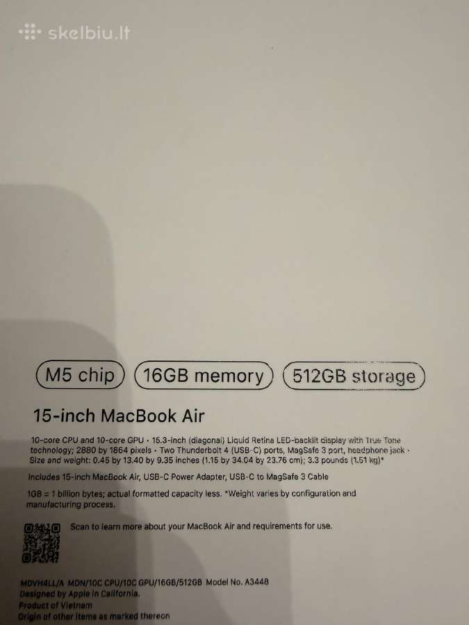 Naujas MacBook Air 15 m5 - nuotraukos Nr. 2