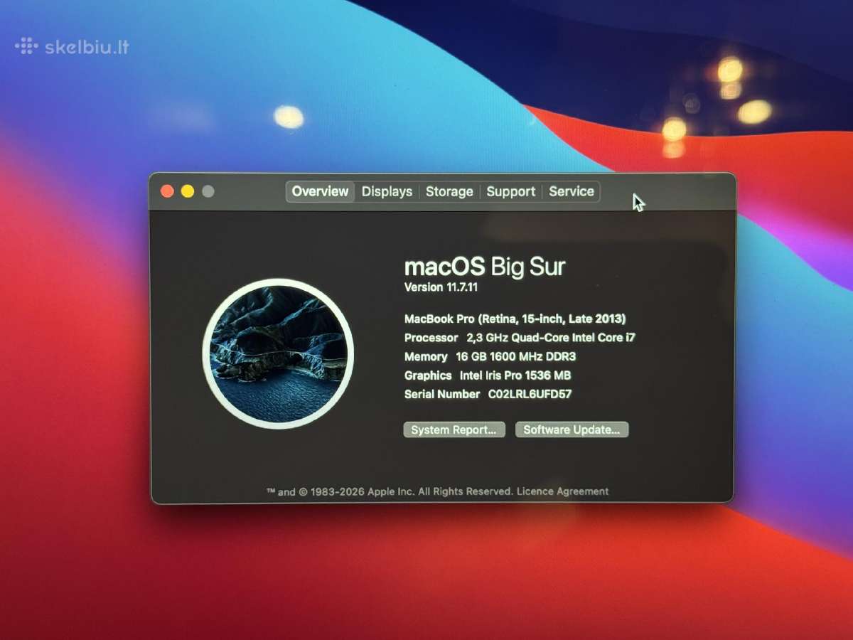 MacBook Pro 15 16gb 512gb SSD - nuotraukos Nr. 11