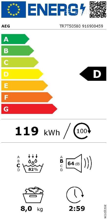 Džiovyklė Aeg Tr7t50585 nauja - nuotraukos Nr. 2