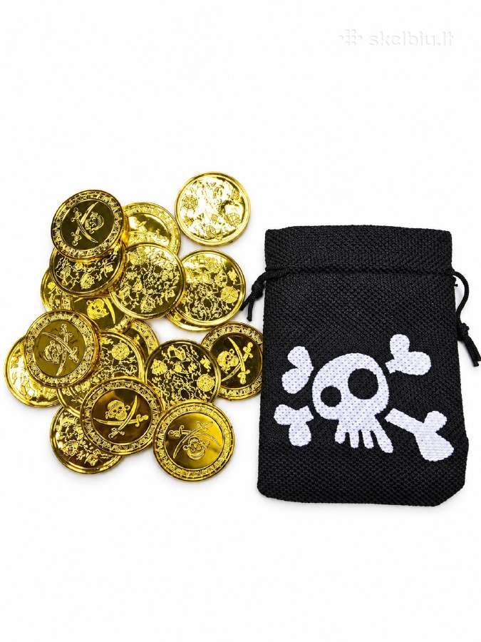 Piratų lobio rinkinys – žaislinės monetos su maiše - nuotraukos Nr. 2