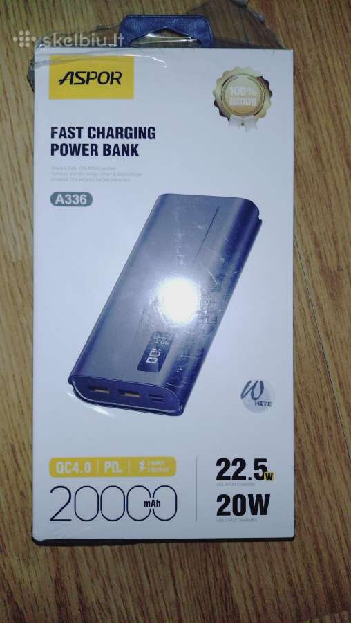 Nauja galinga 20000mah išorinė baterija Aspor - nuotraukos Nr. 3