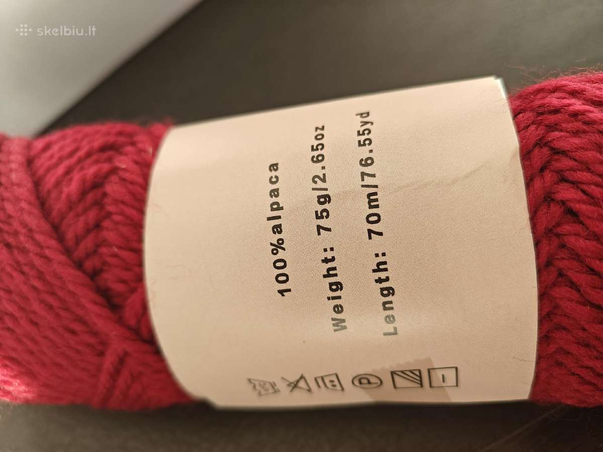 Bordo alpakos siūlai 100% šilti, minkšti, 5 vnt - nuotraukos Nr. 3