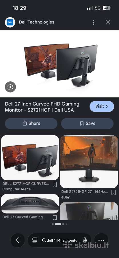 Dell S2721hgf 27 144 Hz Lenktą Gaming Monitoriu - nuotraukos Nr. 3