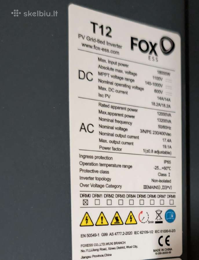 Foxess trifazis inverteris T12 12kw max iki 18kw - nuotraukos Nr. 2