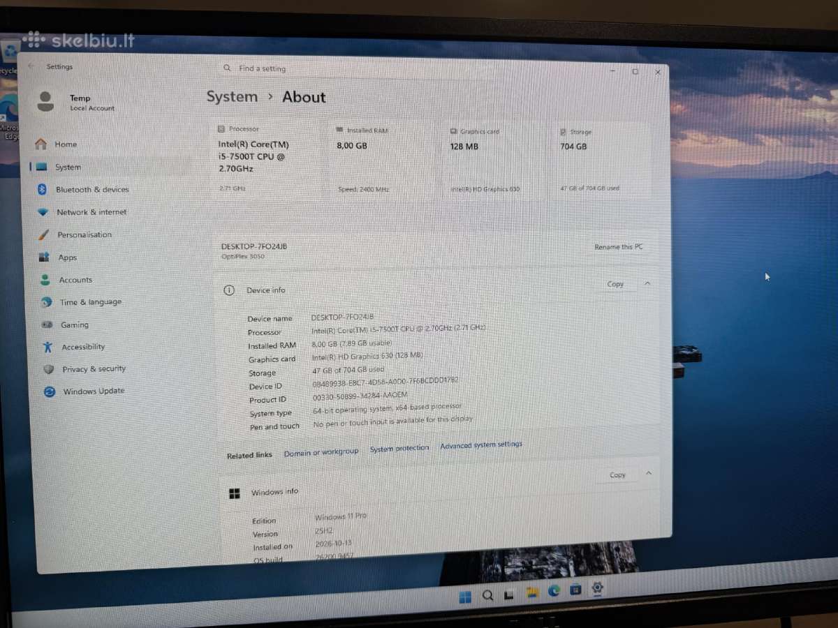 Dell Optiplex 3050 Micro su WiFi i5-7500t - nuotraukos Nr. 7