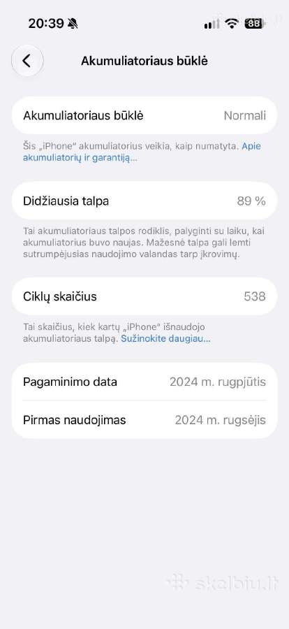 Puikios būklės iPhone 16 Pro 256 GB - nuotraukos Nr. 9