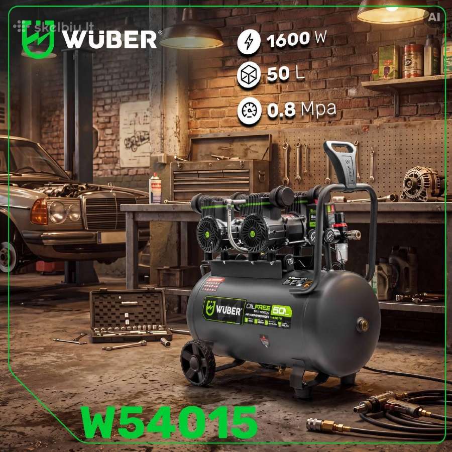 Wuber 50l“ 4 cilindrų betepalinis kompresorius - nuotraukos Nr. 7
