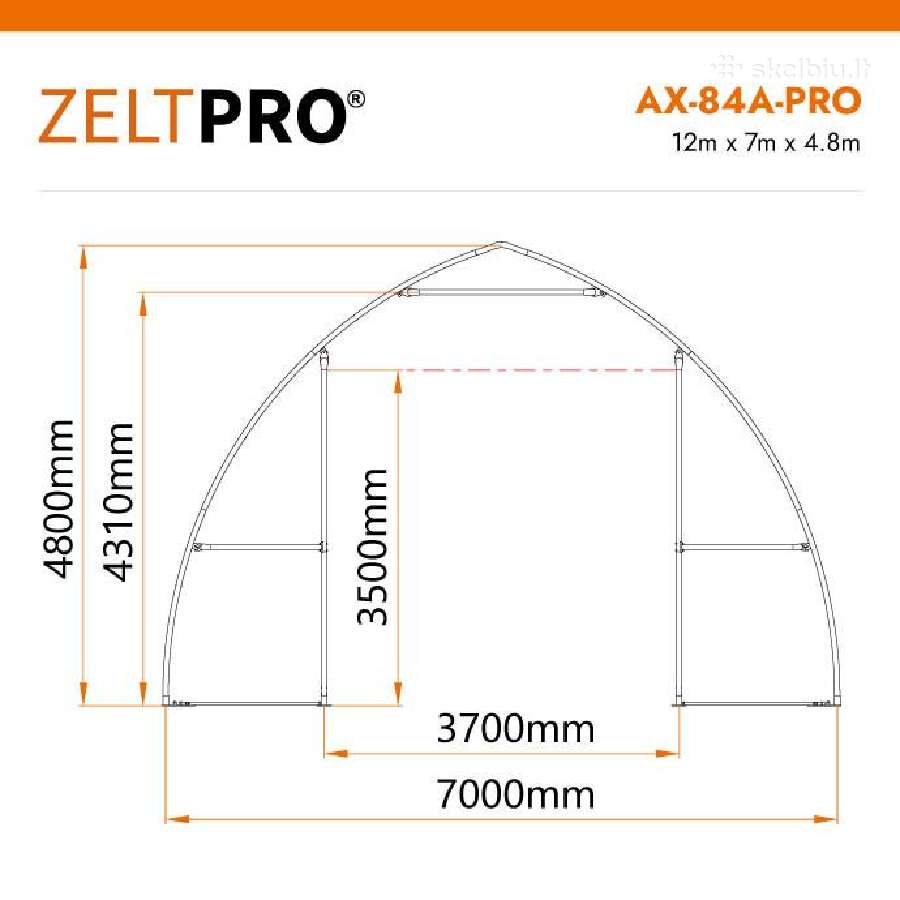 Tentinis angaras 84 m2 Zeltpro, 12 x7x 4.8 m - nuotraukos Nr. 11