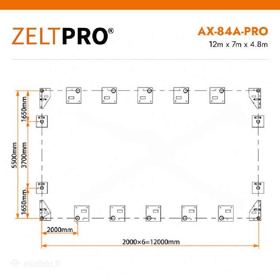 Tentinis angaras 84 m2 Zeltpro, 12 x7x 4.8 m - nuotraukos Nr. 13