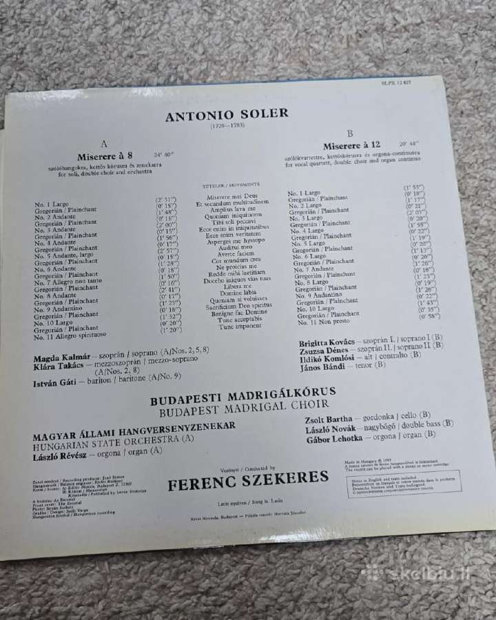 Vinilinė plokštelė Antonio Soler – Miserere - nuotraukos Nr. 2