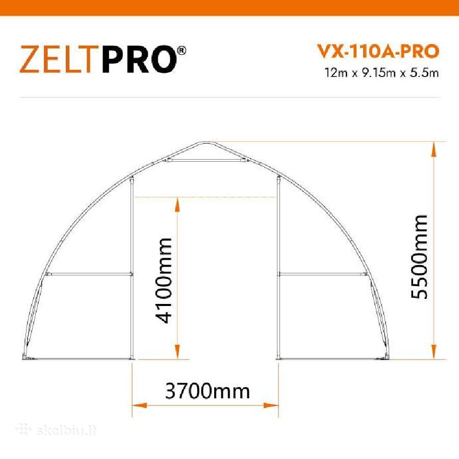 Tentinis angaras 110 m2 Zeltpro, 12 x 9.15 x 5.5 m - nuotraukos Nr. 11