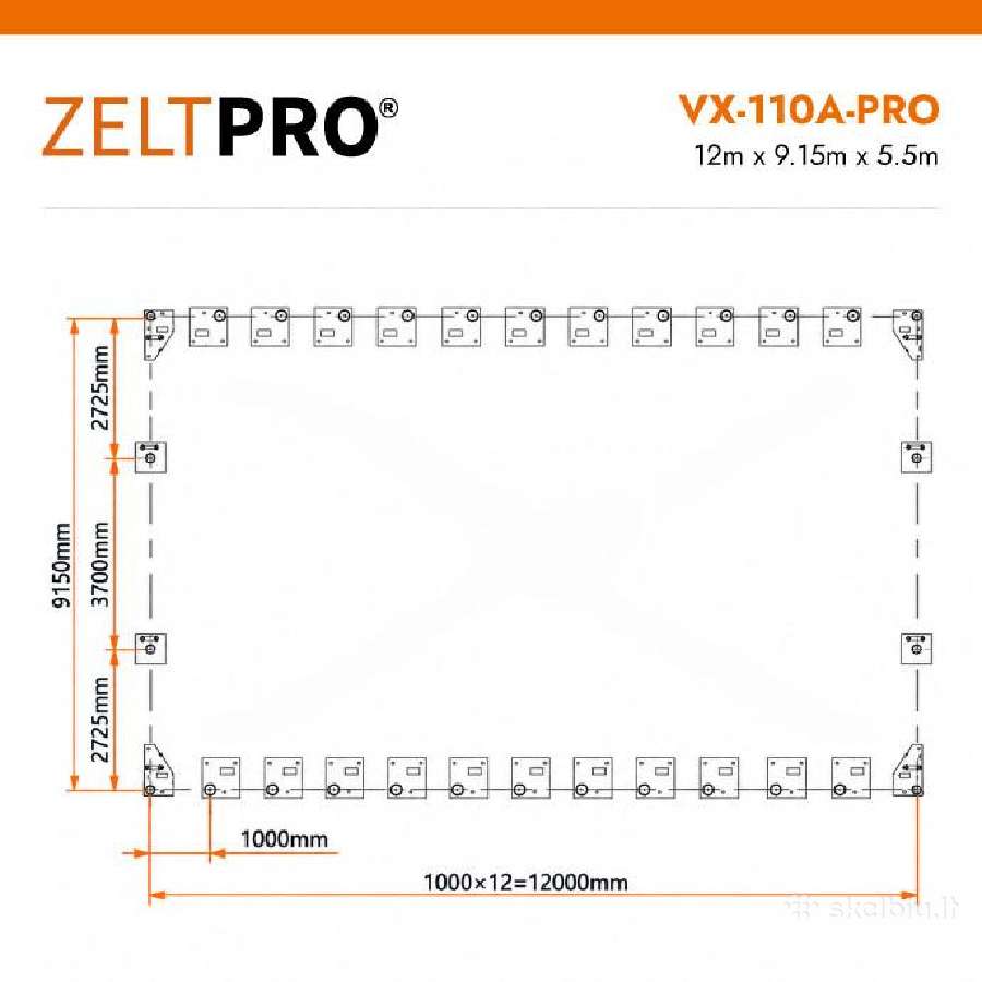 Tentinis angaras 110 m2 Zeltpro, 12 x 9.15 x 5.5 m - nuotraukos Nr. 13