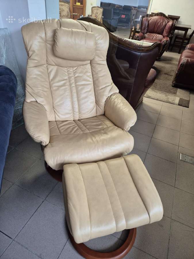 2 vnt! Relax fotelis+ pakojukas. Natūrali oda - nuotraukos Nr. 2