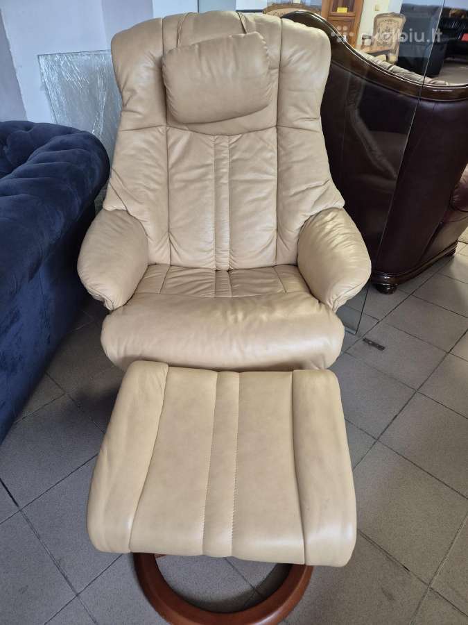 2 vnt! Relax fotelis+ pakojukas. Natūrali oda - nuotraukos Nr. 3
