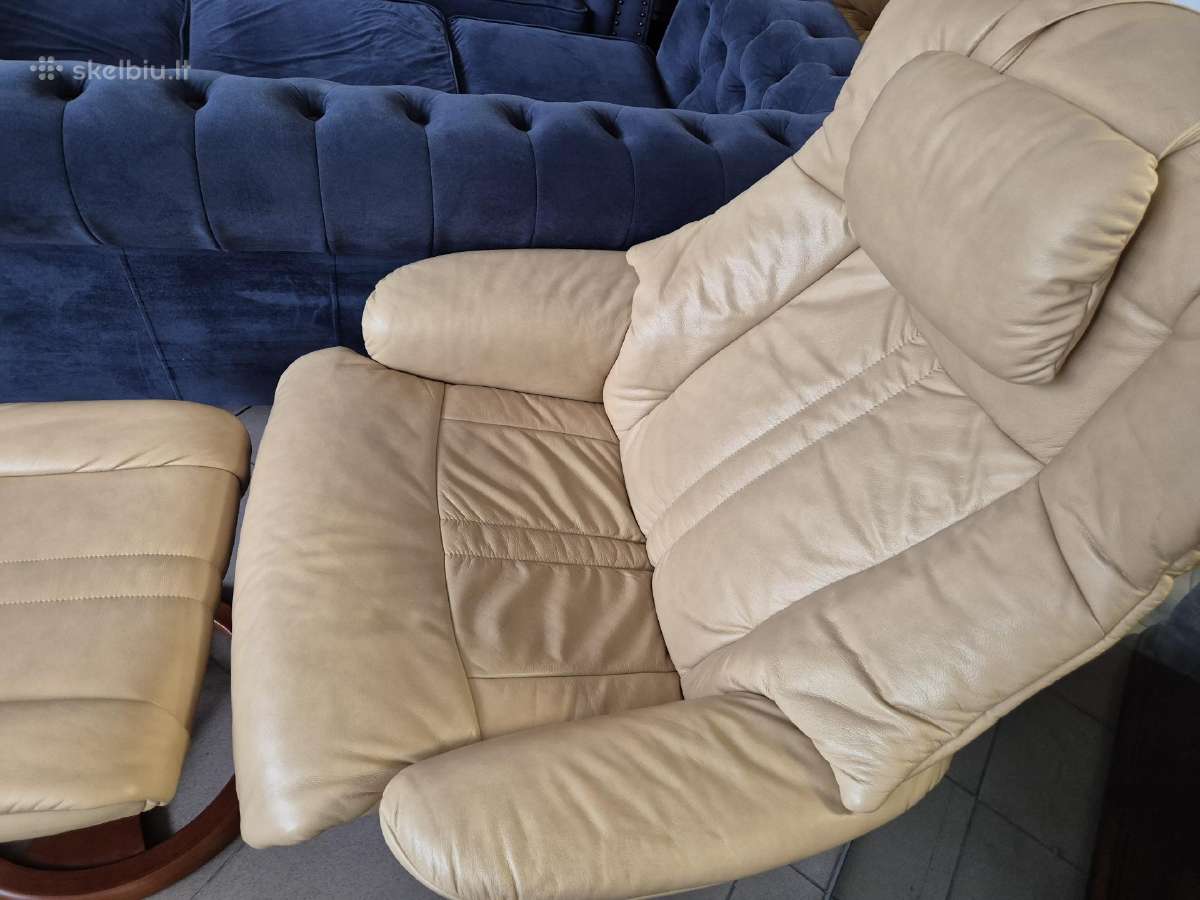 2 vnt! Relax fotelis+ pakojukas. Natūrali oda - nuotraukos Nr. 5