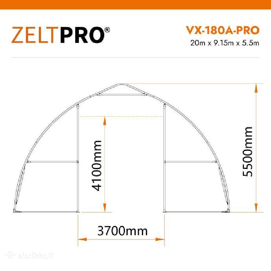 Tentinis angaras 180 m2 Zeltpro, 20 x 9.15 x 5.5 m - nuotraukos Nr. 11