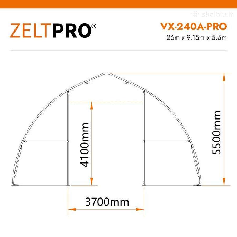 Tentinis angaras 240 m2 Zeltpro, 26 x 9.5 x 5.5 m - nuotraukos Nr. 13
