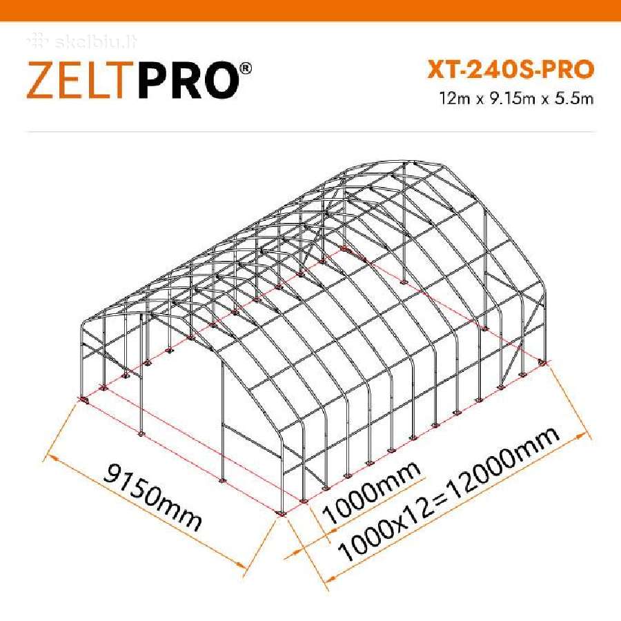 Tentinis angaras 110 m2 Zeltpro, 12 x 9.15 x 5.5 m - nuotraukos Nr. 12