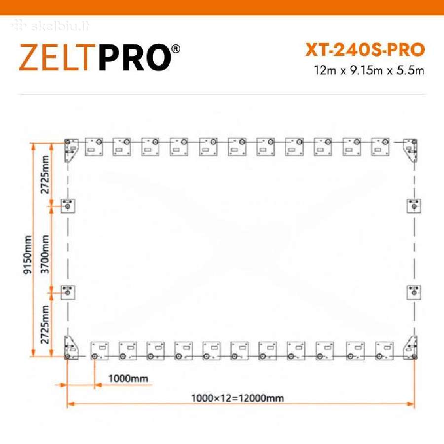 Tentinis angaras 110 m2 Zeltpro, 12 x 9.15 x 5.5 m - nuotraukos Nr. 13