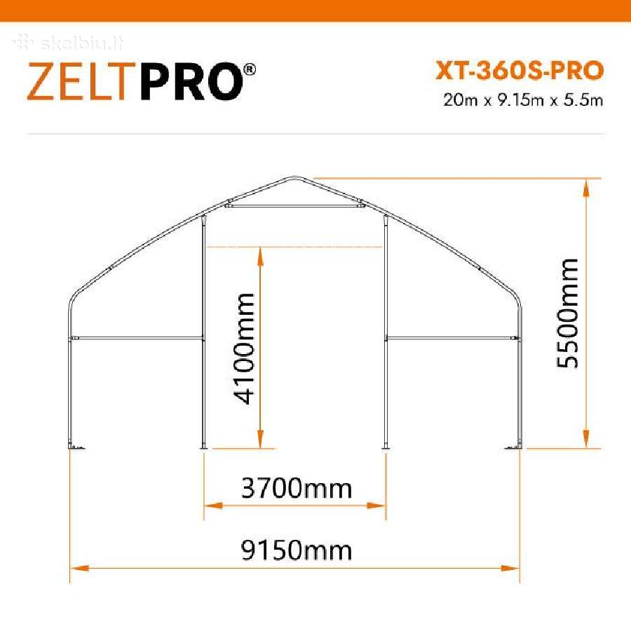 Tentinis angaras 180 m2 Zeltpro, 20 x 9.15 x 5.5 m - nuotraukos Nr. 14