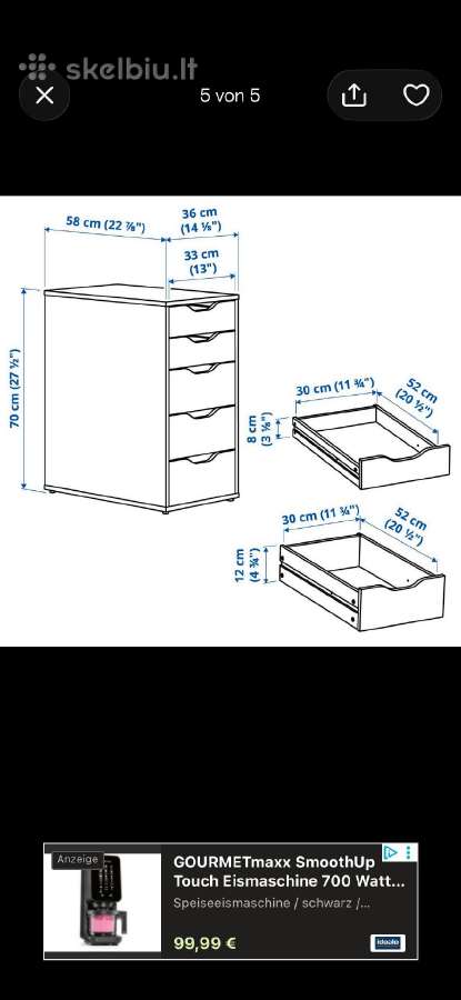 Ikea stalčių spintelė - nuotraukos Nr. 3