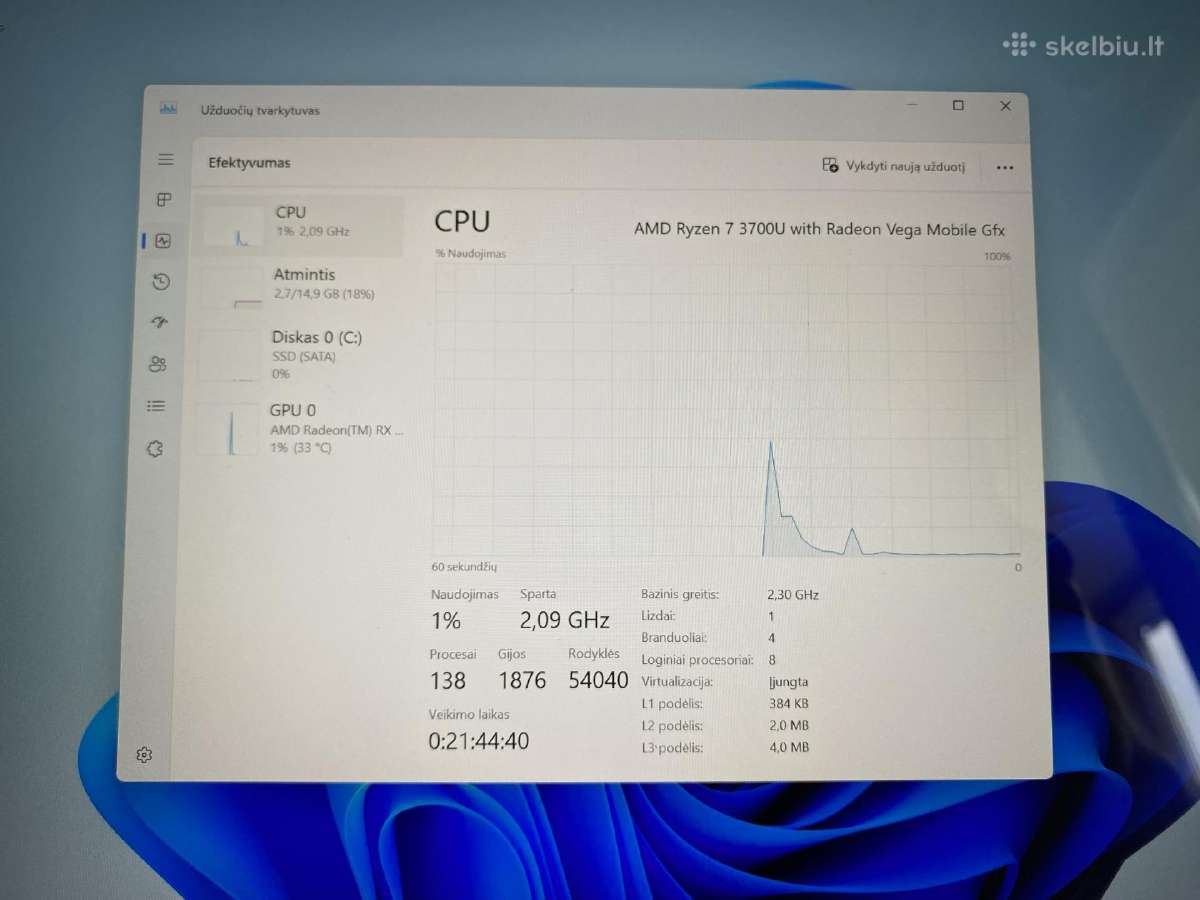 Huawei Matebook Ryzen 7 16gb 256gb SSD - nuotraukos Nr. 7