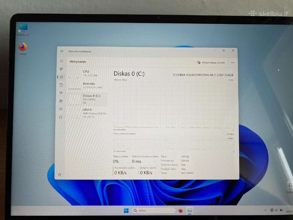 Huawei Matebook Ryzen 7 16gb 256gb SSD - nuotraukos Nr. 9