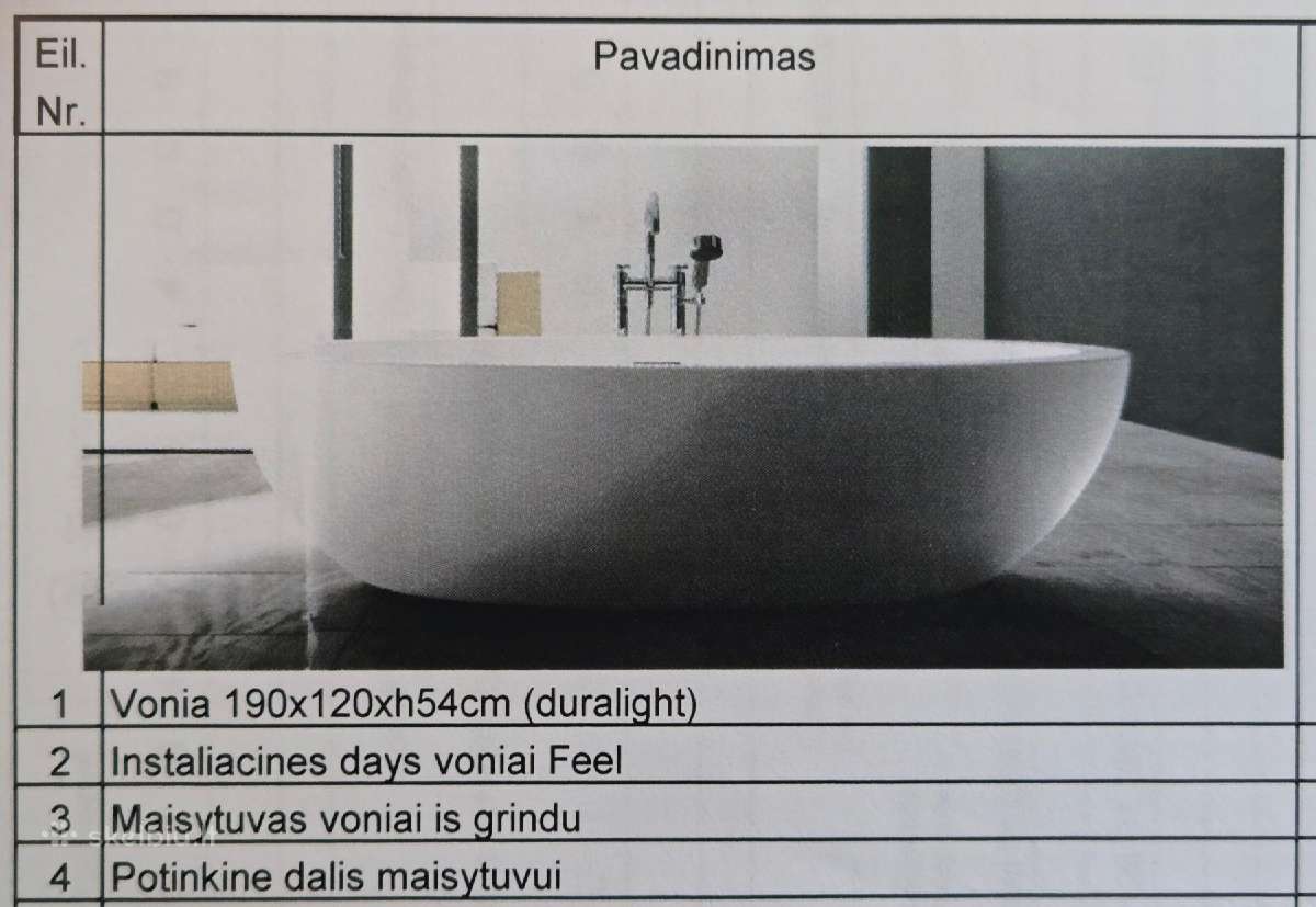 Prabangi vonia Teuco Feel su maišytuvu (Duralight) - nuotraukos Nr. 2