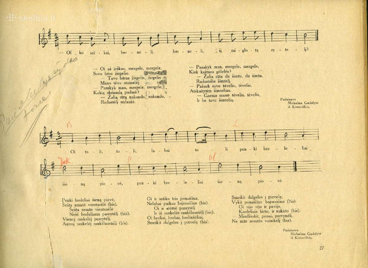 1927 Lietuvių tautinių dainų melodijos - nuotraukos Nr. 6
