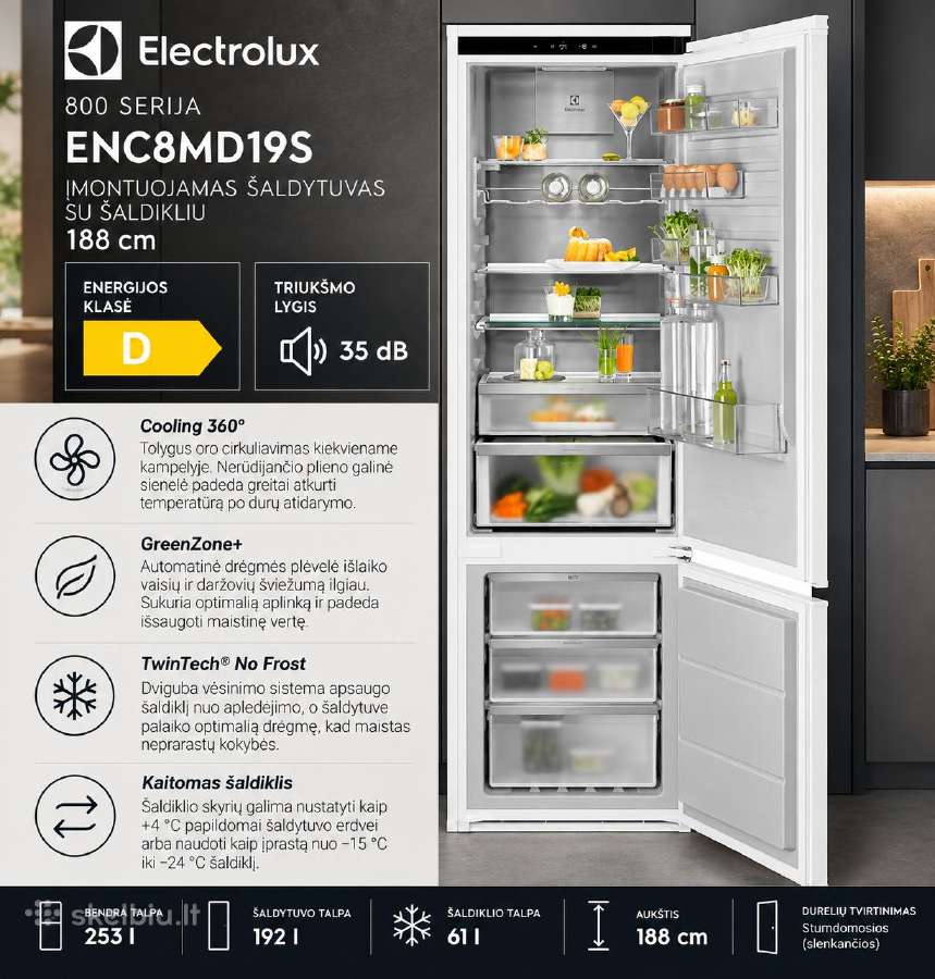 Nauji Aeg ir Electrolux įmontuojami šaldytuvai - nuotraukos Nr. 2