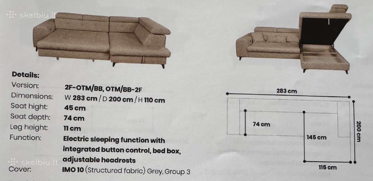 Kampine sofa lova - nuotraukos Nr. 8