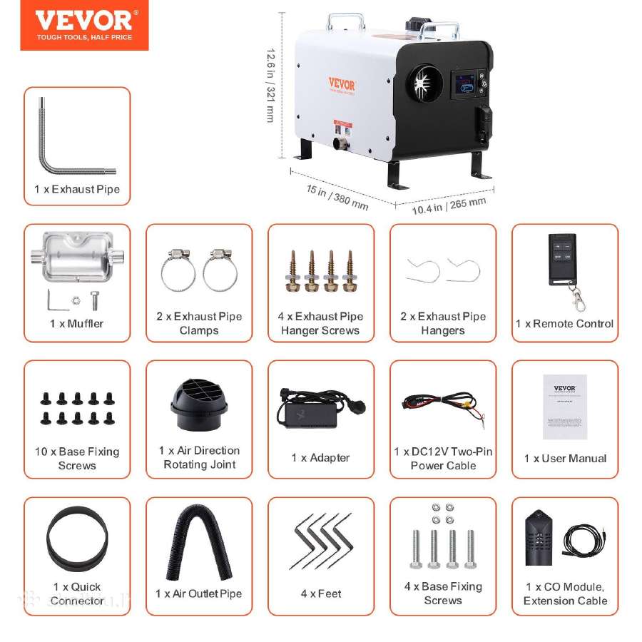 Dyzelinis šildytuvas 8kw Bluetooth Vevor - nuotraukos Nr. 2