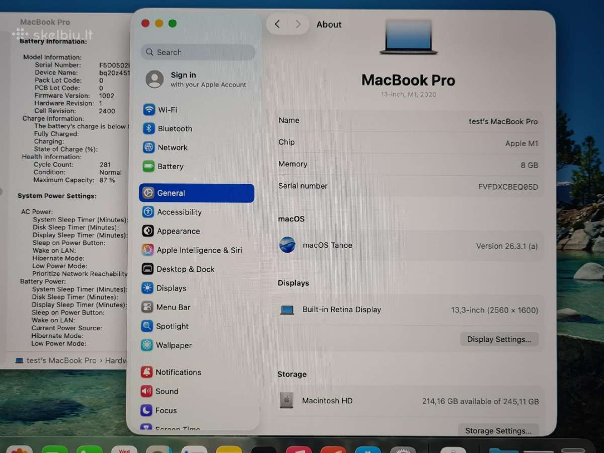 MacBook Pro 13 TB 2020 Apple M1 8gb/256gb + 3 mėn - nuotraukos Nr. 3