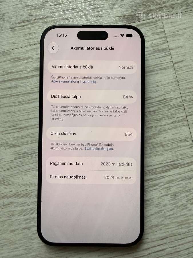 iPhone 15 pro 128gb, juodas - nuotraukos Nr. 3