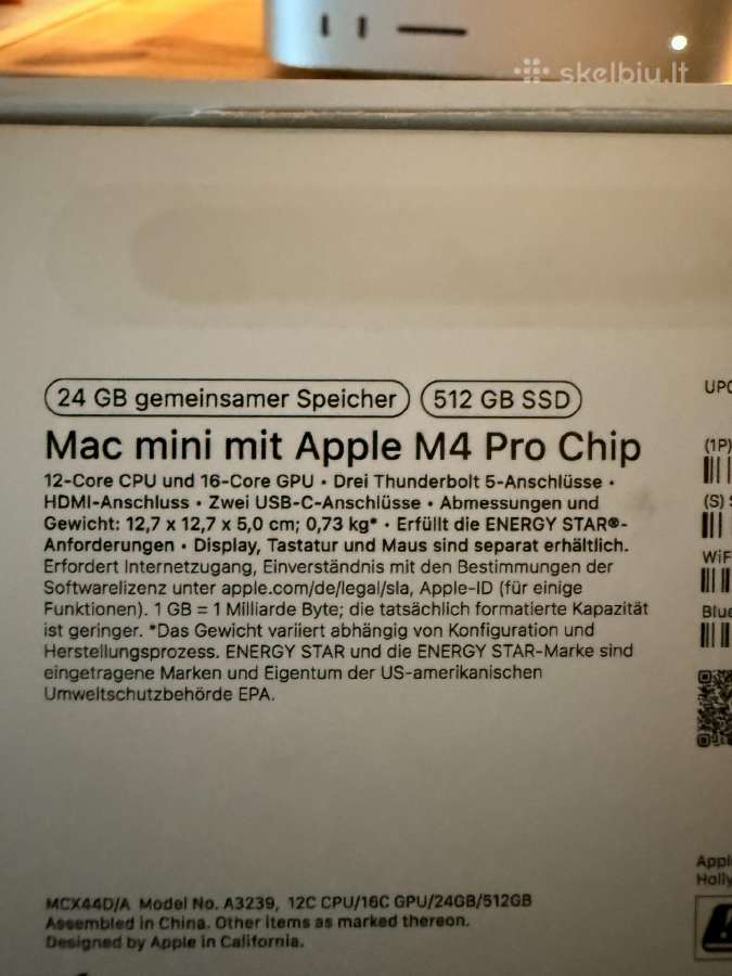 Parduodu Mac Mini M4pro 12/16 24gb -1599eur - nuotraukos Nr. 2