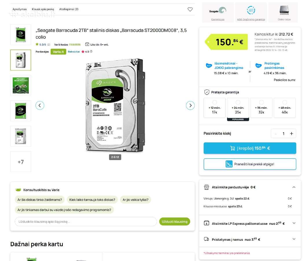 Seagate Barracuda St2000dm008 2tb 7200 Rpm 256mb - nuotraukos Nr. 4