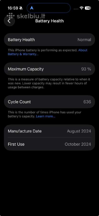 iPhone 16 pro 512gb baterija 93% - nuotraukos Nr. 5