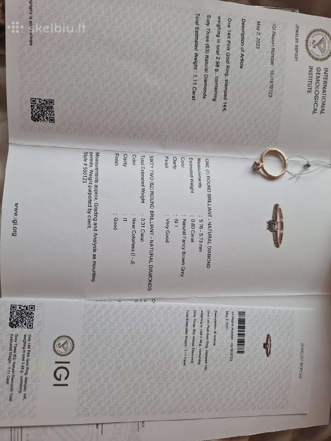 Aukso žiedas su briliantais (1,1ct) - nuotraukos Nr. 11