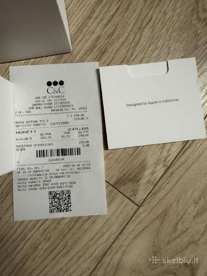 Parduodu Originalius Apple Airpods pro 3 - nuotraukos Nr. 3