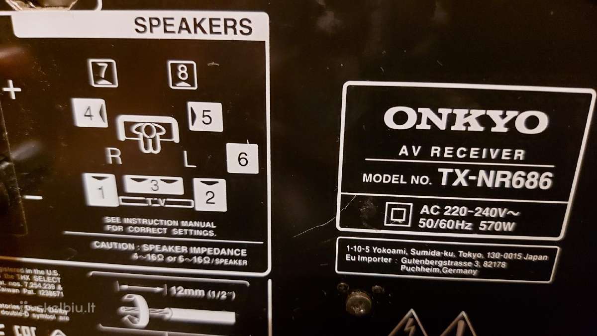 AV Network resiveris Onkyo Tx-nr686 - nuotraukos Nr. 3