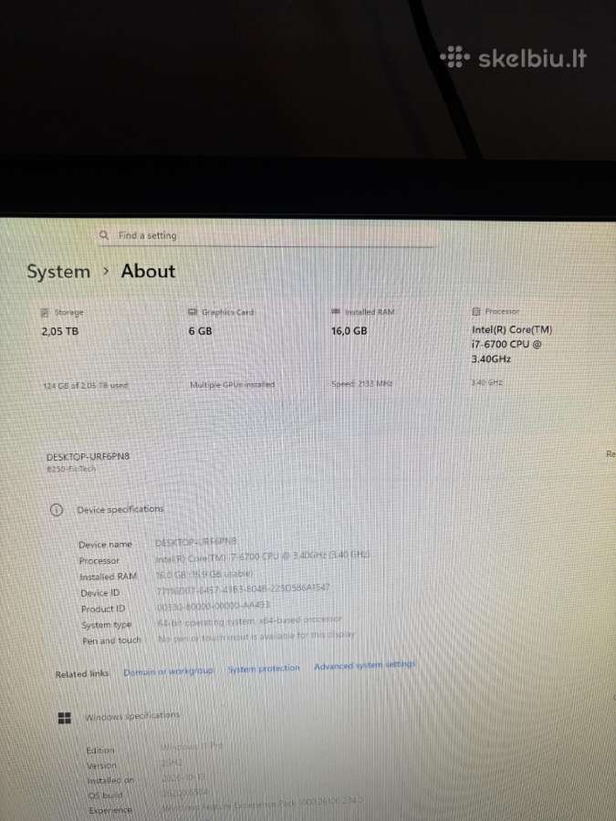 Rtx 3050 6gb, i7-6700, 16 GB RAM, 250 SSD, 2t HDD - nuotraukos Nr. 5