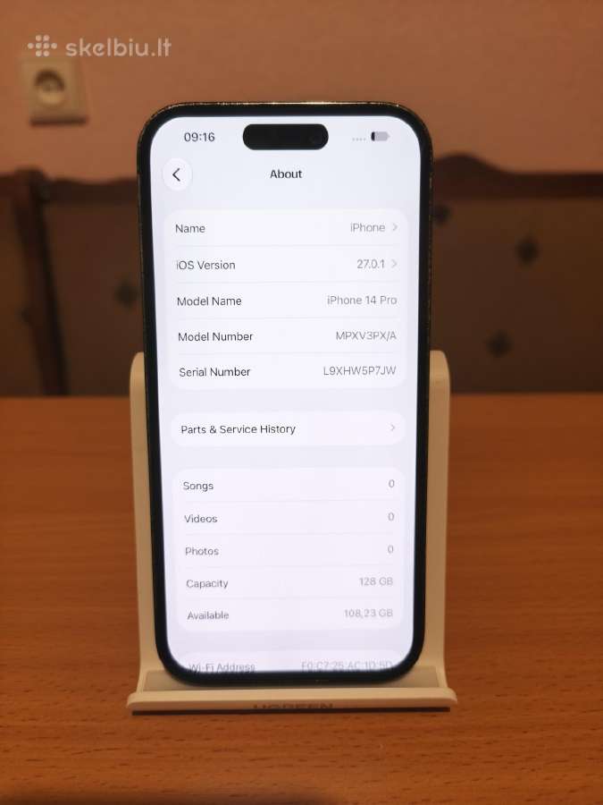 Juodas iPhone 14 Pro,128gb, 100% Battery health - nuotraukos Nr. 7