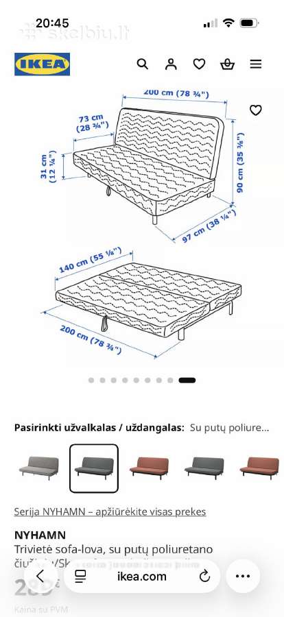 Parduodama mazai naudota Ikea sofa -lova - nuotraukos Nr. 2