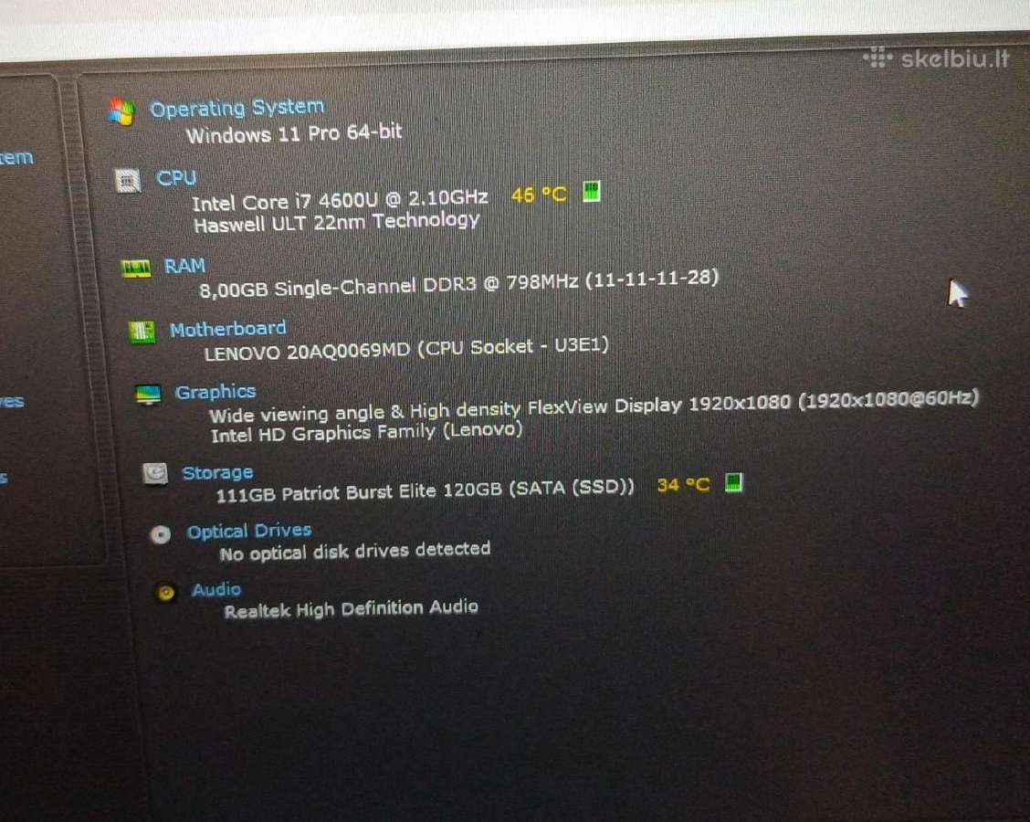 Thinkpad T440s i7/8gb/120gb - nuotraukos Nr. 6