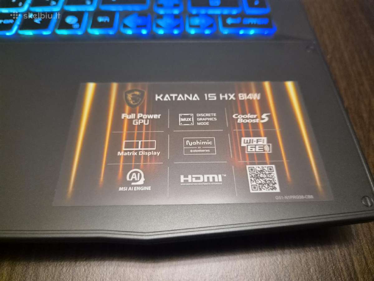 Naujas Msi Katana 15 Hx žaidimų kompiu - nuotraukos Nr. 3