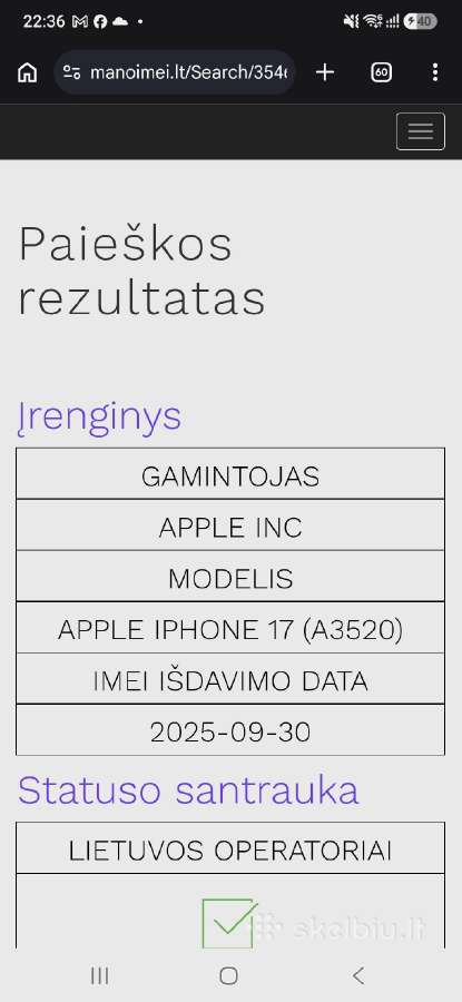 Apple iPhone 17 (256 GB), nedaug naudotas. - nuotraukos Nr. 9