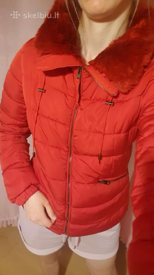 Raudona šilta Bershka striukė - nuotraukos Nr. 2