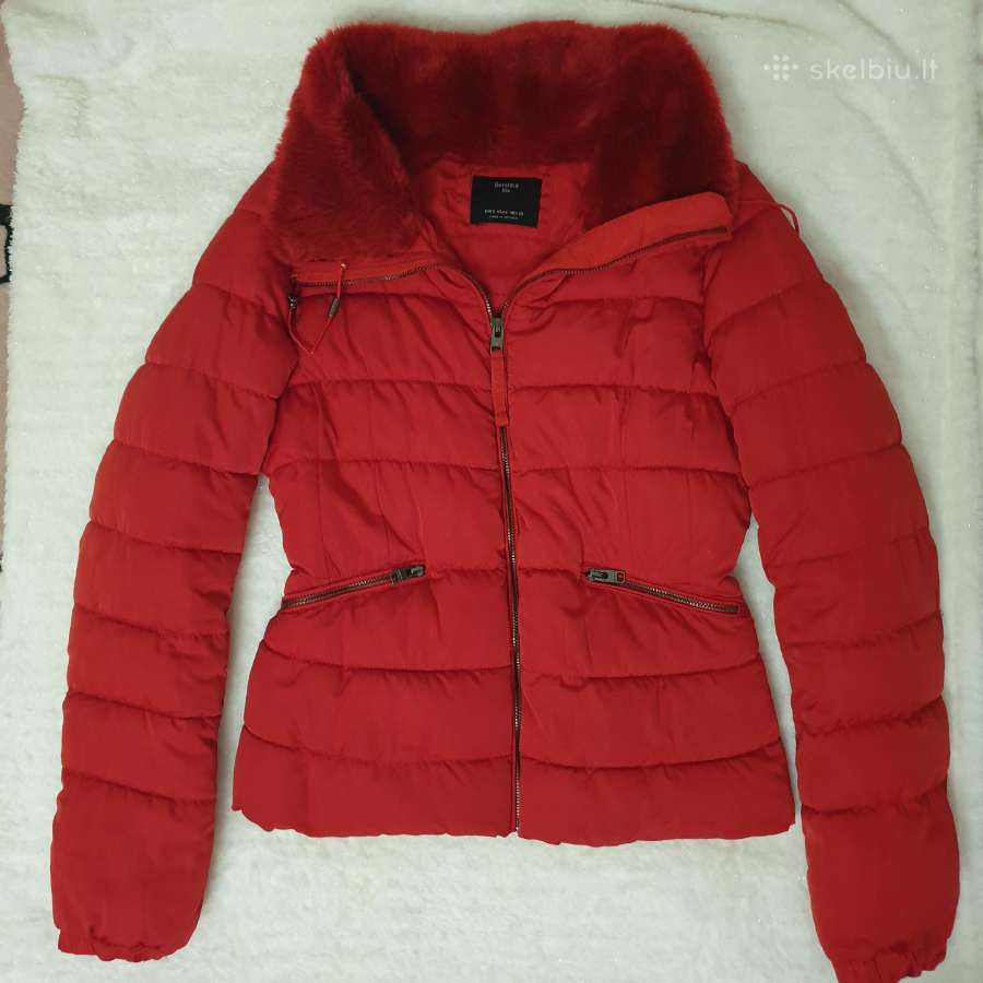 Raudona šilta Bershka striukė - nuotraukos Nr. 4